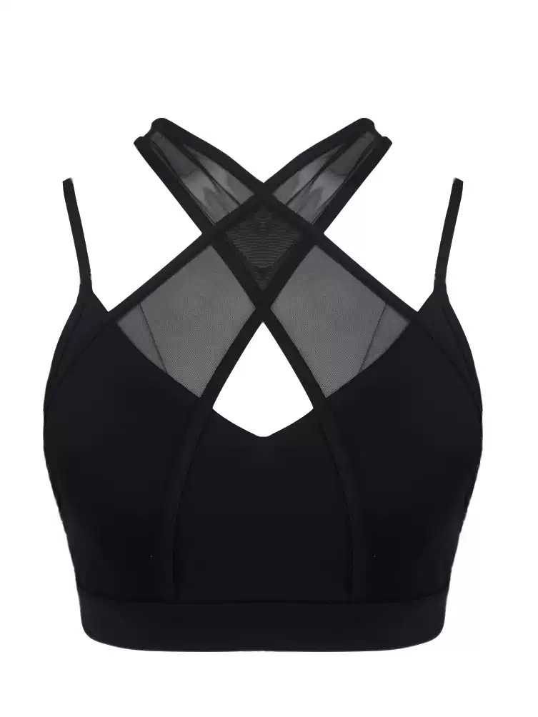 Mesh Cross-Strap Comfortable Yoga Sports Bra SKL-FNK202337