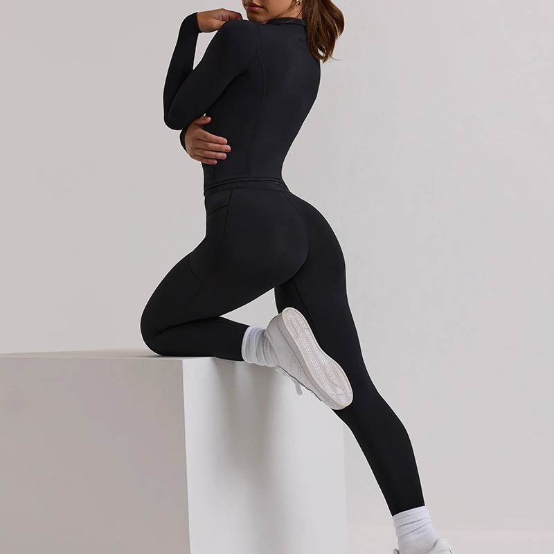 Long-Sleeve Top & High-Waisted Yoga Leggings Compression Set SKL-QY-T3831+K3504