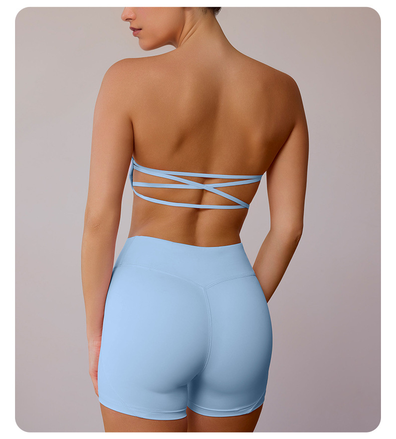 Nude-feeling Strappy Open-Back Sports Bra for Women's Yoga and Fitness SKL-QY-B4029