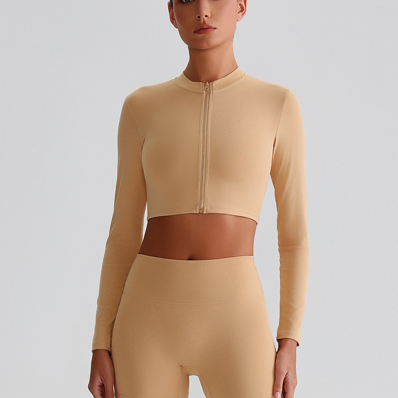 Zip-Up Running Yoga Jacket with Long Sleeves for Fitness SKL-LQ8022