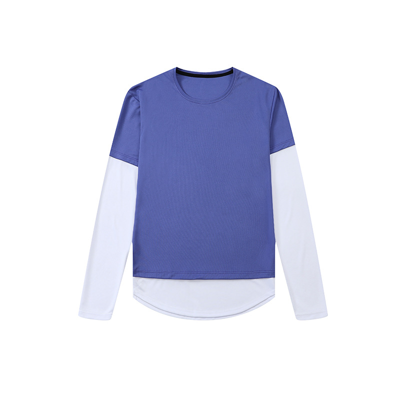 Men's Color Block Long Sleeve Quick Dry Crew Neck Compression Shirt 896