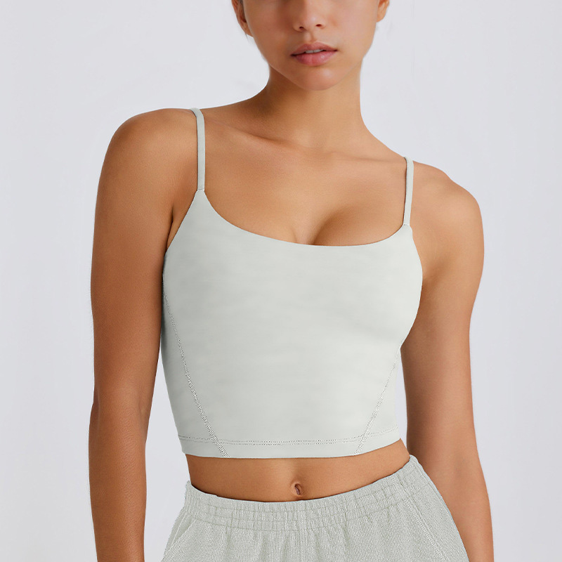Thin-Strap Yoga Tank Top with Fixed Cups for Fitness SKL-QY-T4844