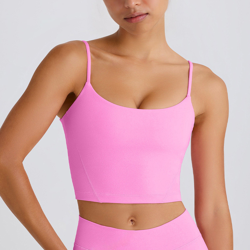 Thin-Strap Yoga Tank Top with Fixed Cups for Fitness SKL-QY-T4844