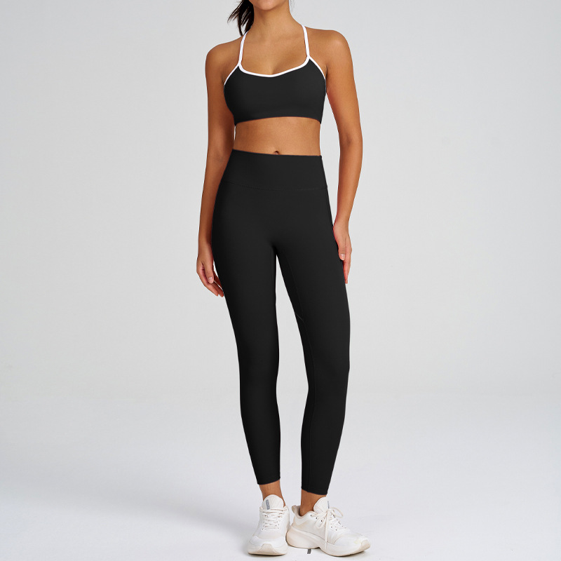 Slimming Compression Spaghetti Strap Open-Back Running Pants Set SKL-QY-B6001+K5008