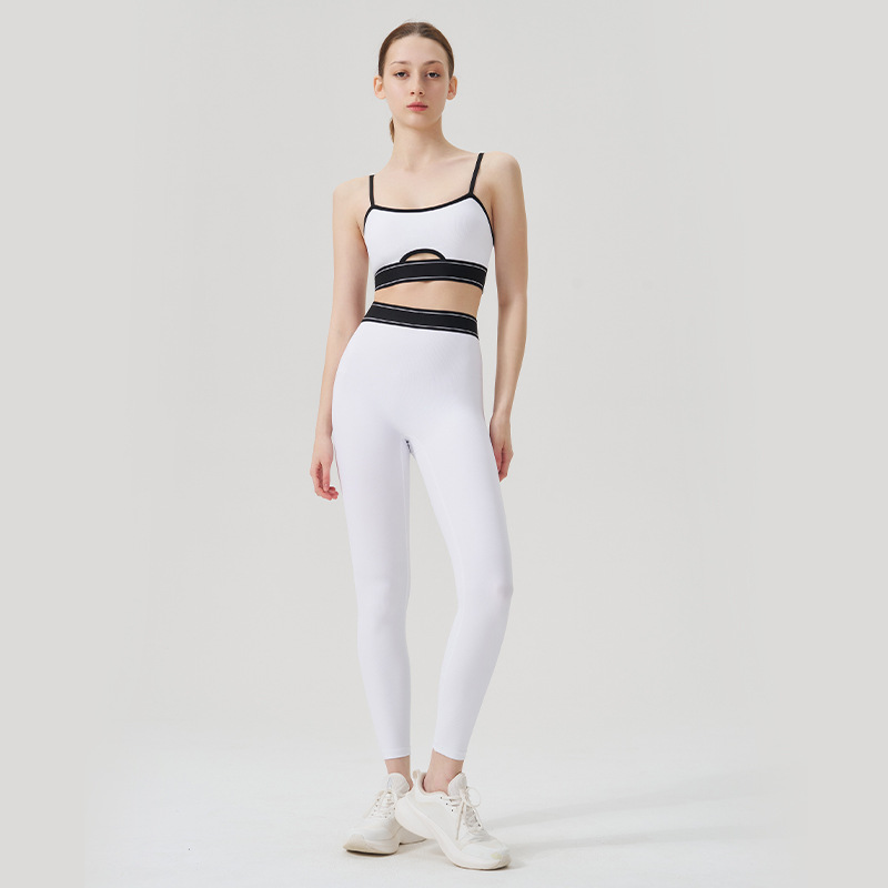 Ribbed Yoga Pants and Sports Bra Set SKL-QY-B4035+K4628