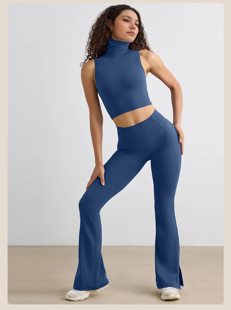 High-waisted Butt Lifting Nude Feeling Wide Leg and Bootcut Pants for Women's Sports SKL-QY-K4521