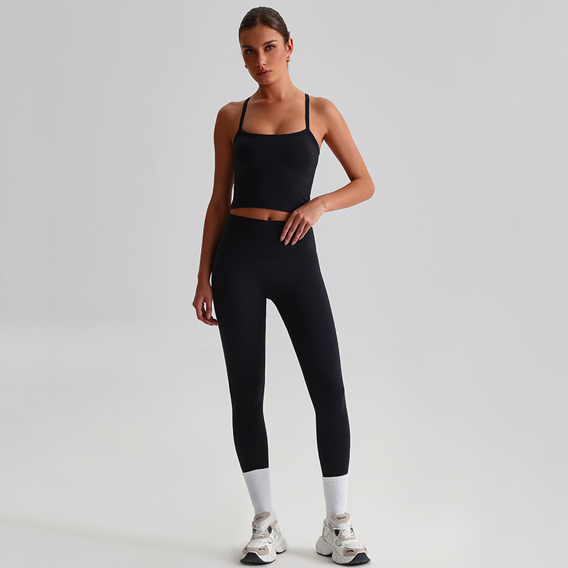 Premium Women's Sports Bra & Tank Top Two-Piece Yoga Set SKL-LQ8659