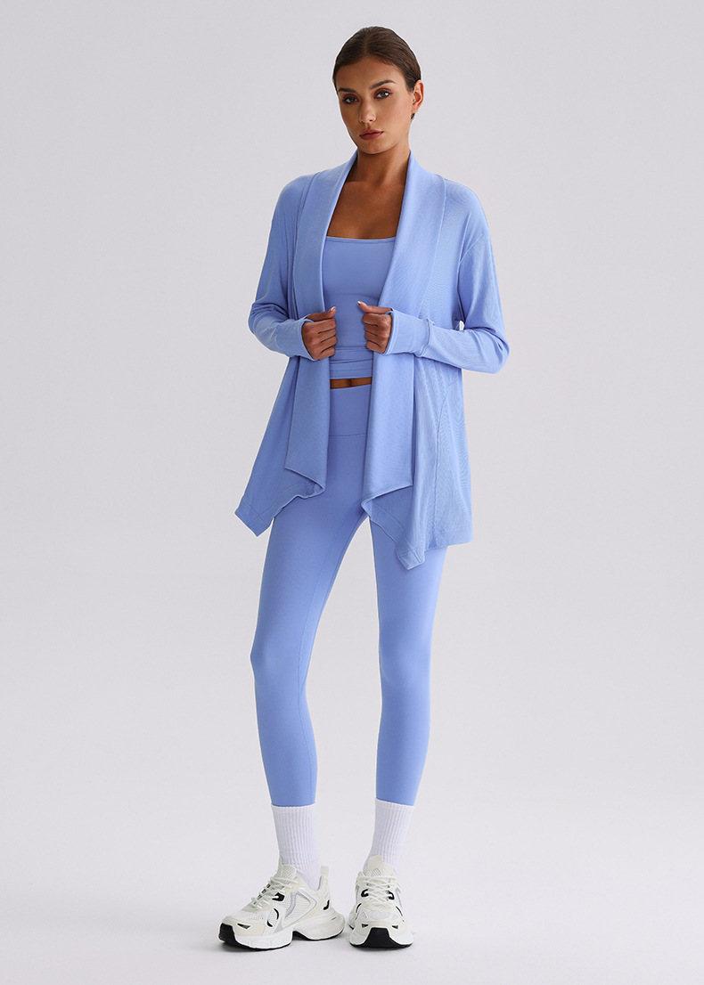 Ribbed Fabric Long-Sleeve Yoga Jacket for Fitness SKL-LQ7005