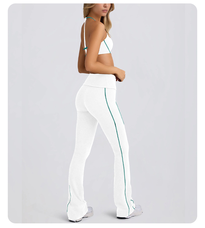 Color-block Striped Yoga Pants for Women, Flared Long Pants for Running and Fitness SKL-QY-K4599