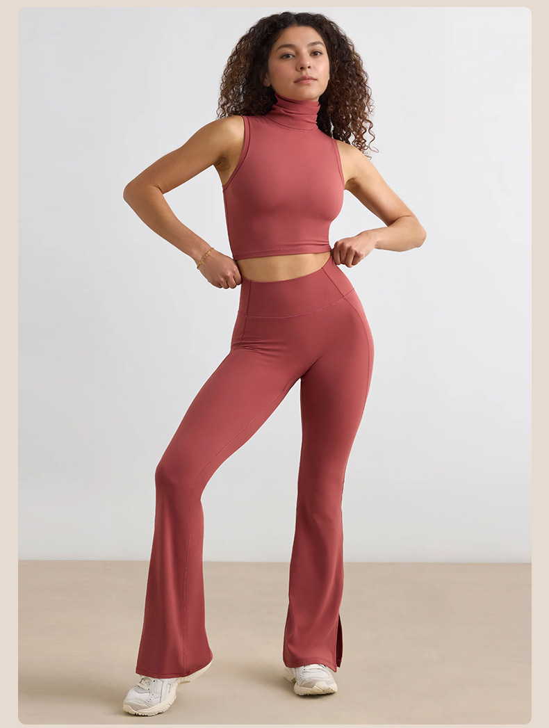 High-waisted Butt Lifting Nude Feeling Wide Leg and Bootcut Pants for Women's Sports SKL-QY-K4521