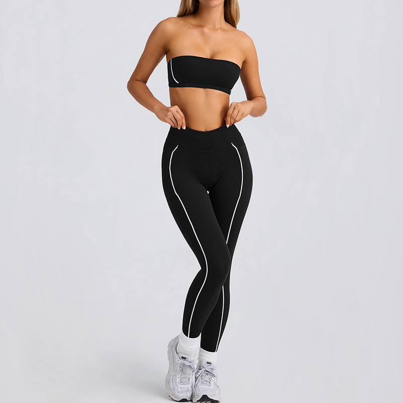 Strapless Bandeau Top & Long Pants Yoga Set SKL-QY-B4031+K4600