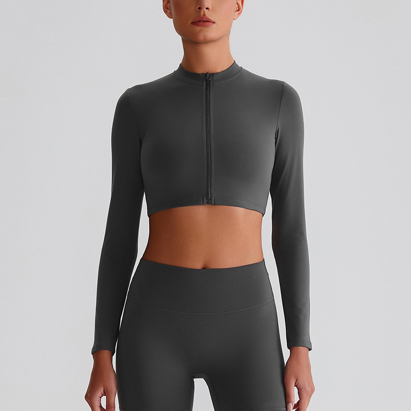 Zip-Up Running Yoga Jacket with Long Sleeves for Fitness SKL-LQ8022