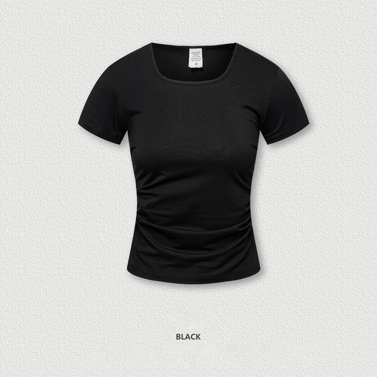 Summer Solid Color Square Neck Regular Shoulder Short Sleeve  BEN2521