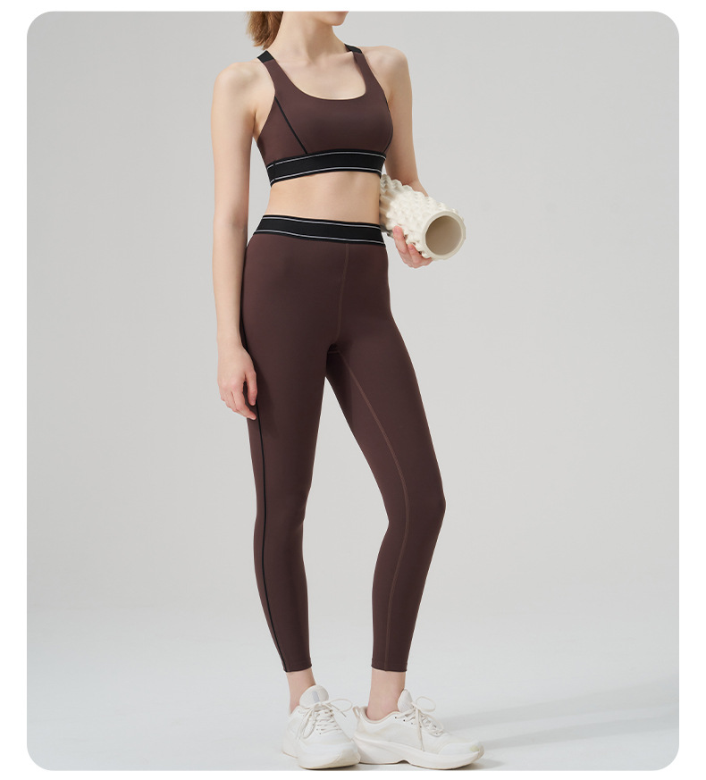 Colorblock Open-Back Multi-Sport Yoga Set with Sports Bra for Running & Fitness SKL-QY-B4016+K4546