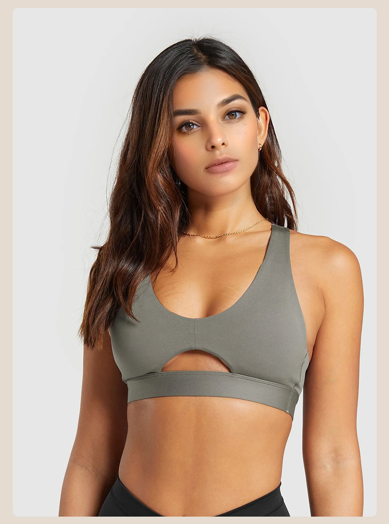 Nude - feeling Hollow - out Design Open - Back Sports Bra Vest for Running and High - intensity Yoga  SKL-QY-B4007
