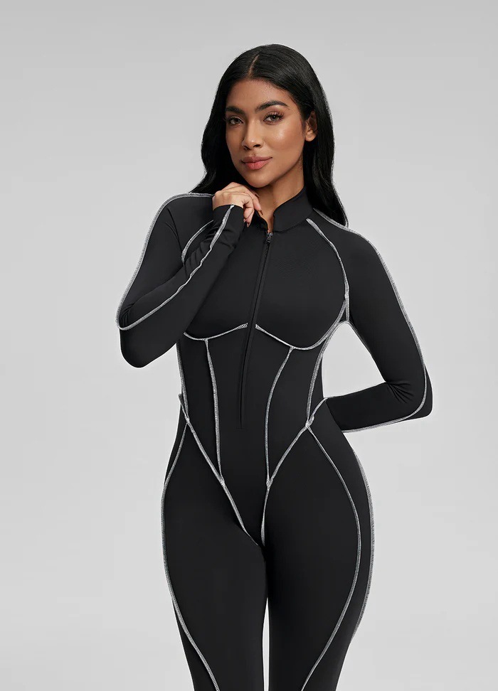 Cutout-Design Sexy Slim Fit Yoga Bodysuit with Built-in Bra SKL-FNK25124
