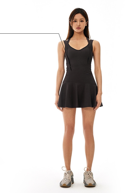 Sleeveless Cropped Tennis Skirt Dress for Running Yoga & Fitness SKL-FNK6622
