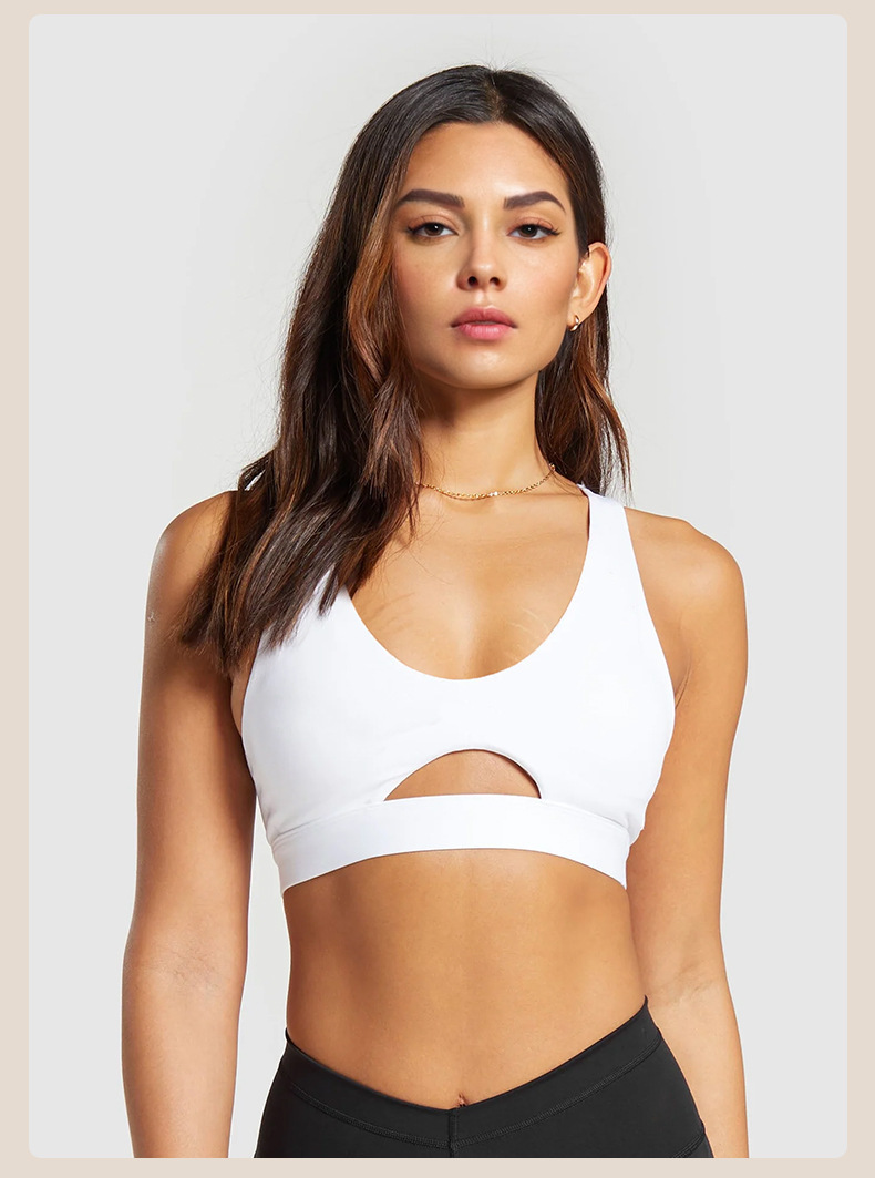 Nude - feeling Hollow - out Design Open - Back Sports Bra Vest for Running and High - intensity Yoga  SKL-QY-B4007