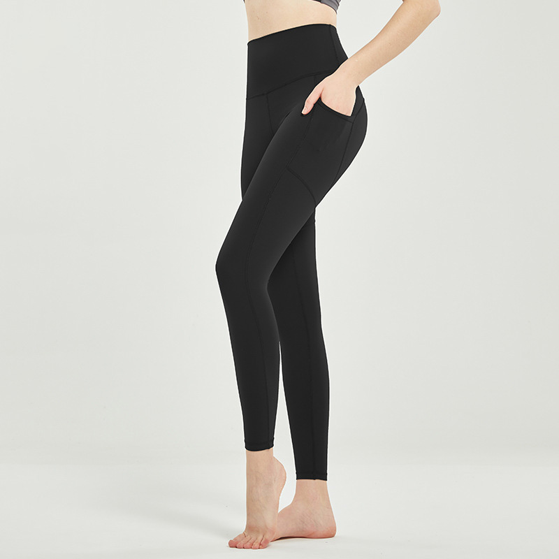 Sporty Compression Fitness Pants with Two Side Pockets for Running and Cycling SKL-QY22131