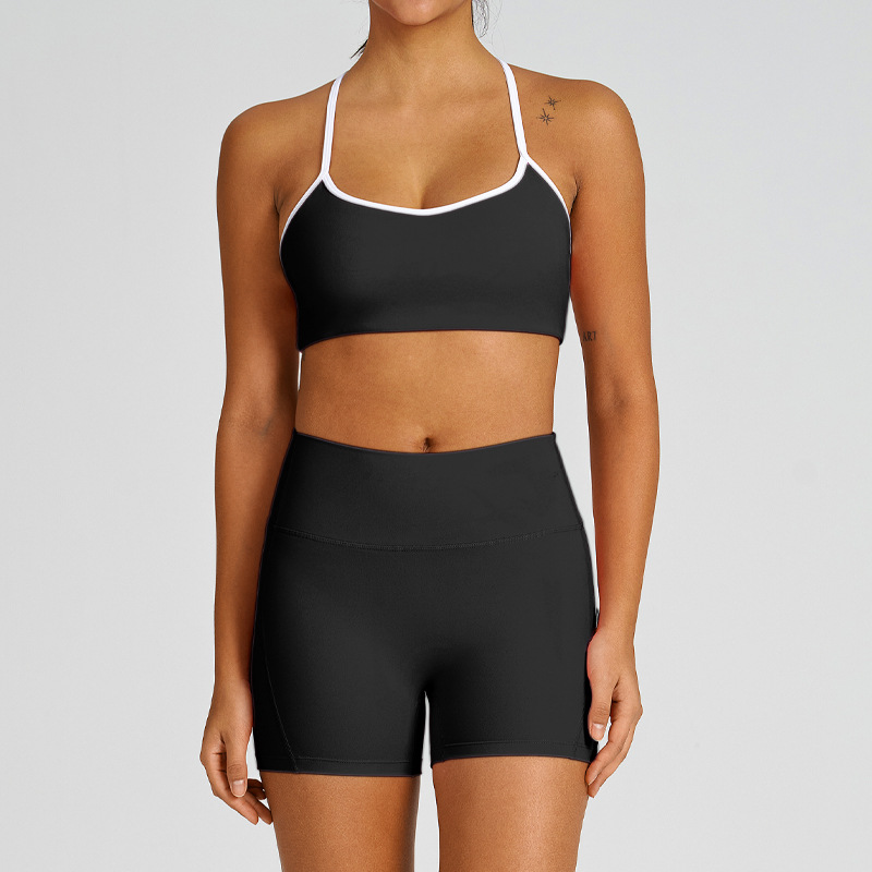 Slimming Compression Spaghetti Strap Open-Back Running Shorts Set SKL-QY-B6001+K5007