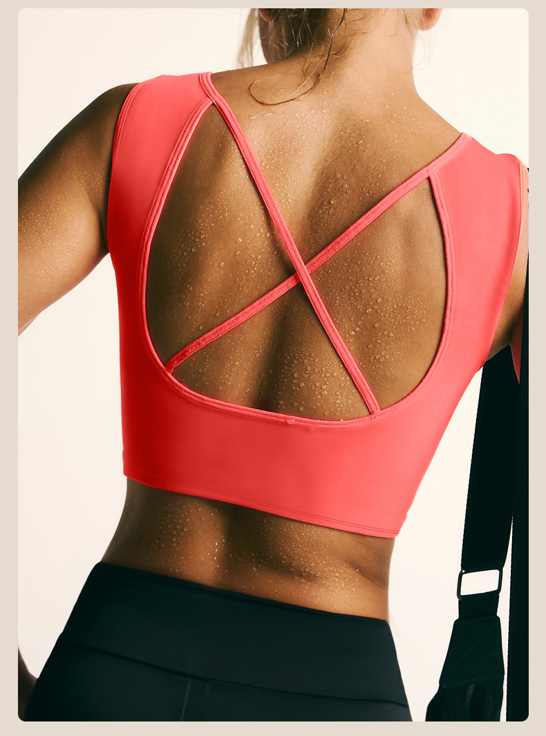 Women's Shockproof Yoga Sports Vest with Open-Back Design for Fitness SKL-QY-T3841