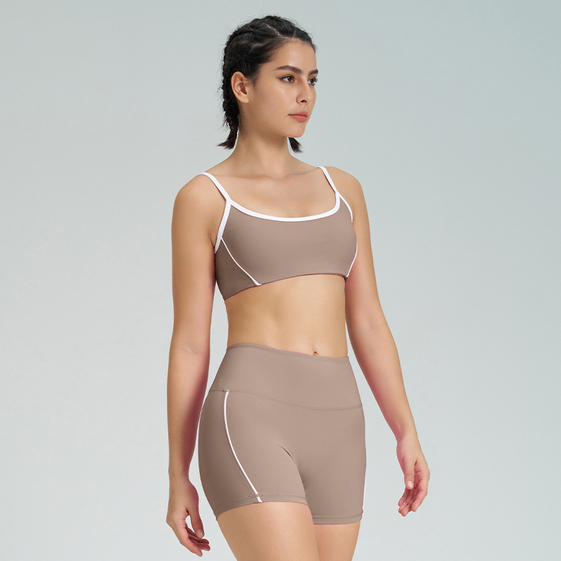 Thin Strap Naked-Sensation Fitness Shorts Yoga Set SKL-QY-B4014+K4541