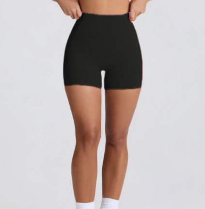White and Green Colorblock High-Waisted Butt-Lifting Tummy-Control Fitness Shorts SKL-FNK25119