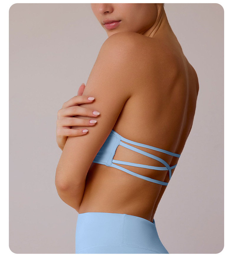 Nude-feeling Strappy Open-Back Sports Bra for Women's Yoga and Fitness SKL-QY-B4029