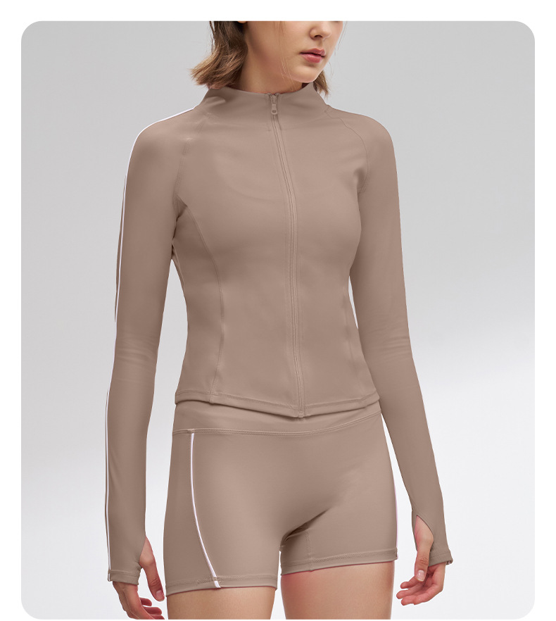 Slim-Fit Women's Long-Sleeve Zip-Up Breathable Jacket SKL-QY-T4875