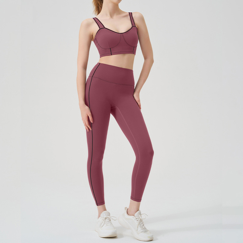 Colorblock Open-Back Multi-Sport Yoga Set with Sports Bra for Running & Fitness SKL-QY-B4037+K4624