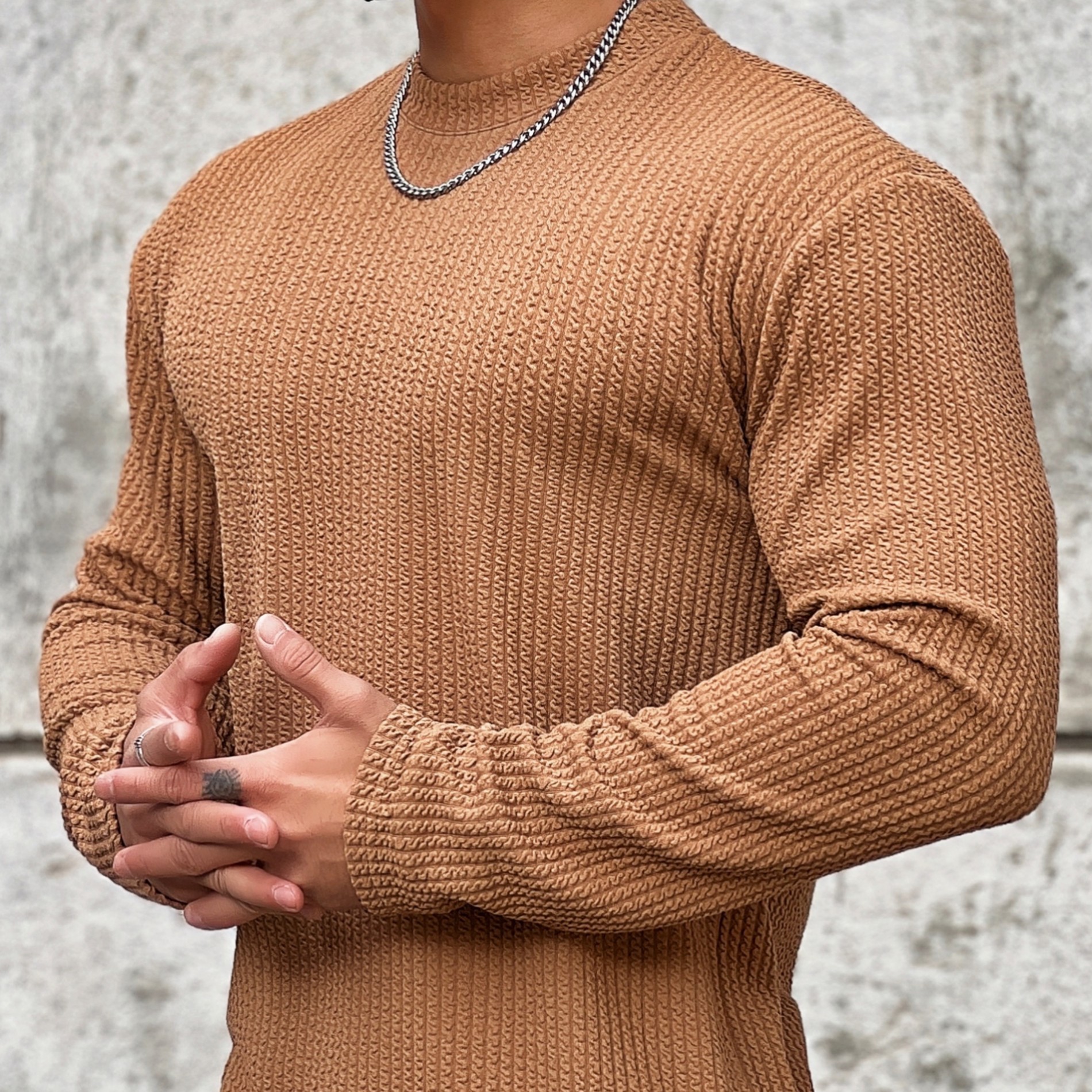 Men's Loose Fit Athletic Long Sleeve T-Shirt KZCX