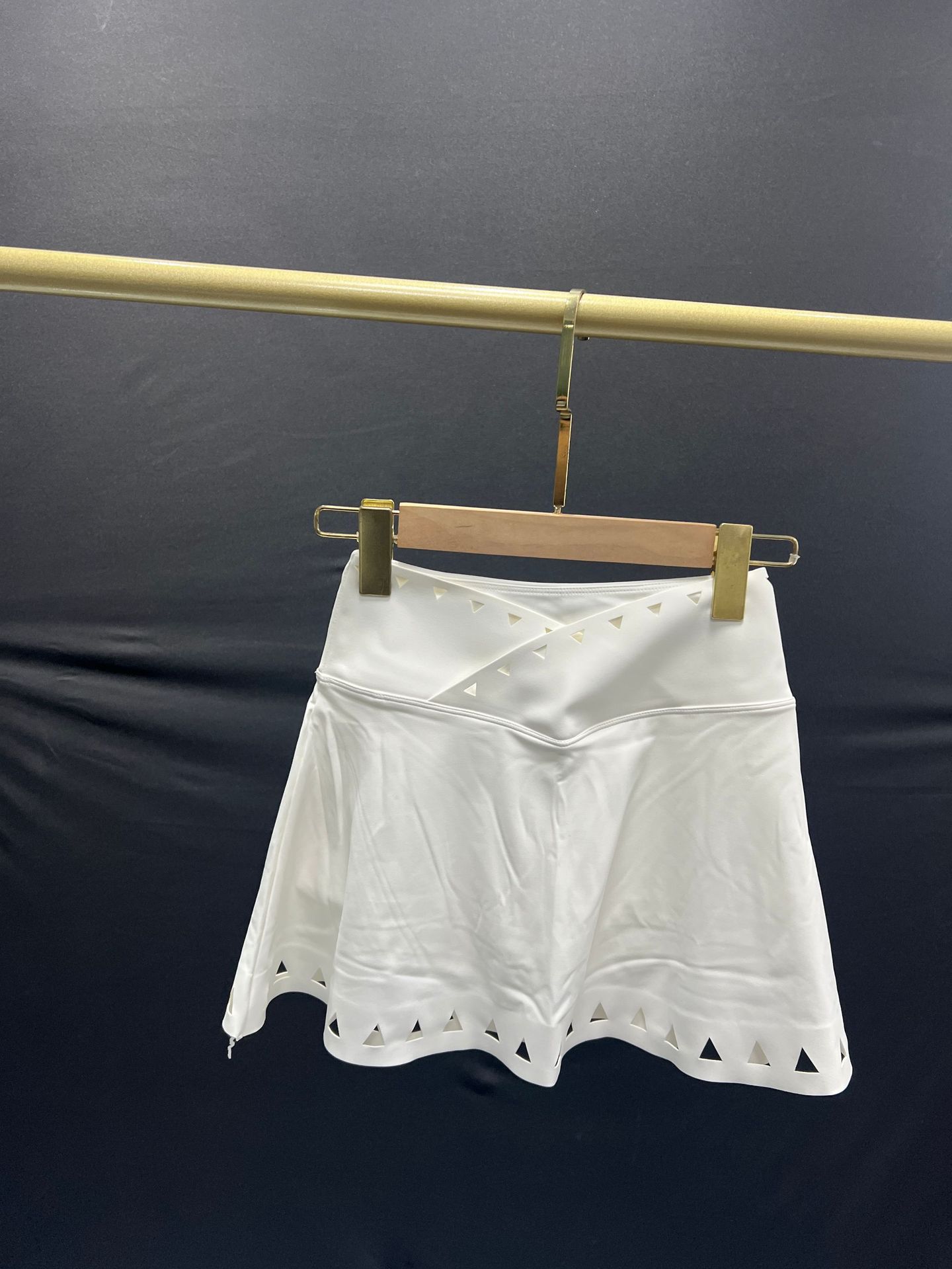 A-Line V-Waist Hollow-Out Lined Tennis Mini Skirt SKL-FNK202366
