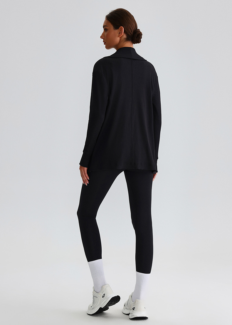 Ribbed Fabric Long-Sleeve Yoga Jacket for Fitness SKL-LQ7005
