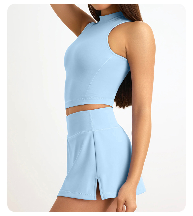 Quick-Dry Sleeveless Tank Top & A-Line Skirt Yoga Set for Fitness SKL-QY-T4810+K4533