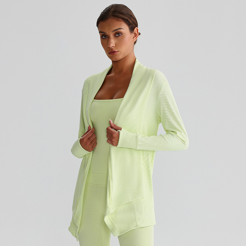 Ribbed Fabric Long-Sleeve Yoga Jacket for Fitness SKL-LQ7005