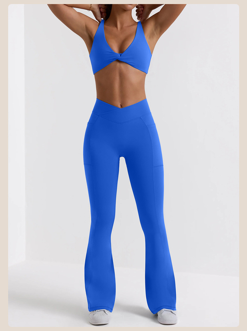 Strappy Sports Bra & High-Waisted Butt-Lifting Workout Leggings Naked-Sensation Solid Color Yoga Set SKL-QY-B3075+K3609