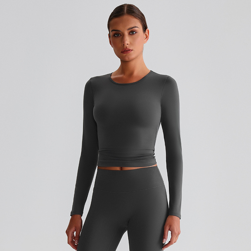  Round Neck T - Shirt Pilates Running Fitness Slim Fit Sports Top SKL-LQ8016