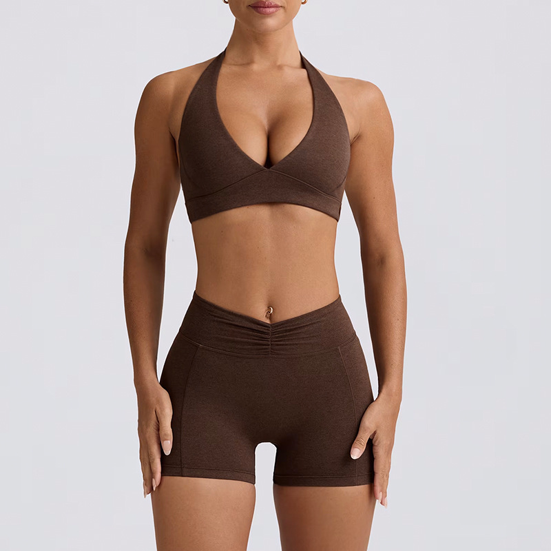 Tummy-Control Yoga Shorts & High-Support Sports Bra Running & Yoga Set SKL-QY-B6505+K6507