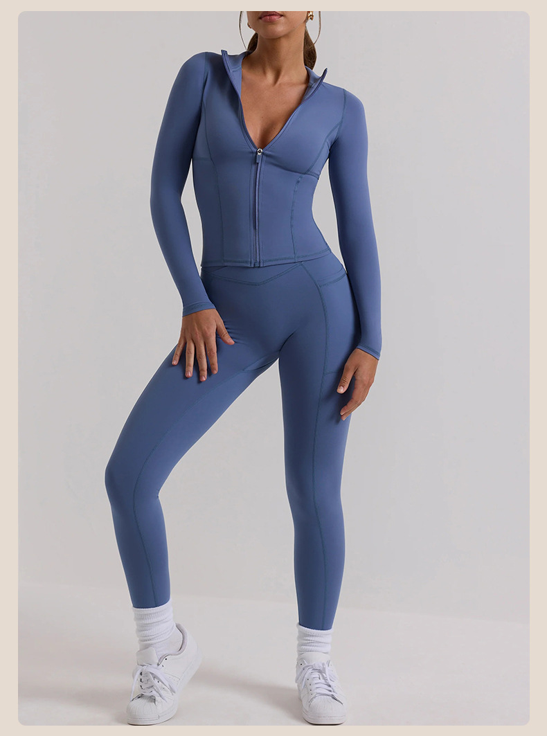 Long-Sleeve Top & High-Waisted Yoga Leggings Compression Set SKL-QY-T3831+K3504
