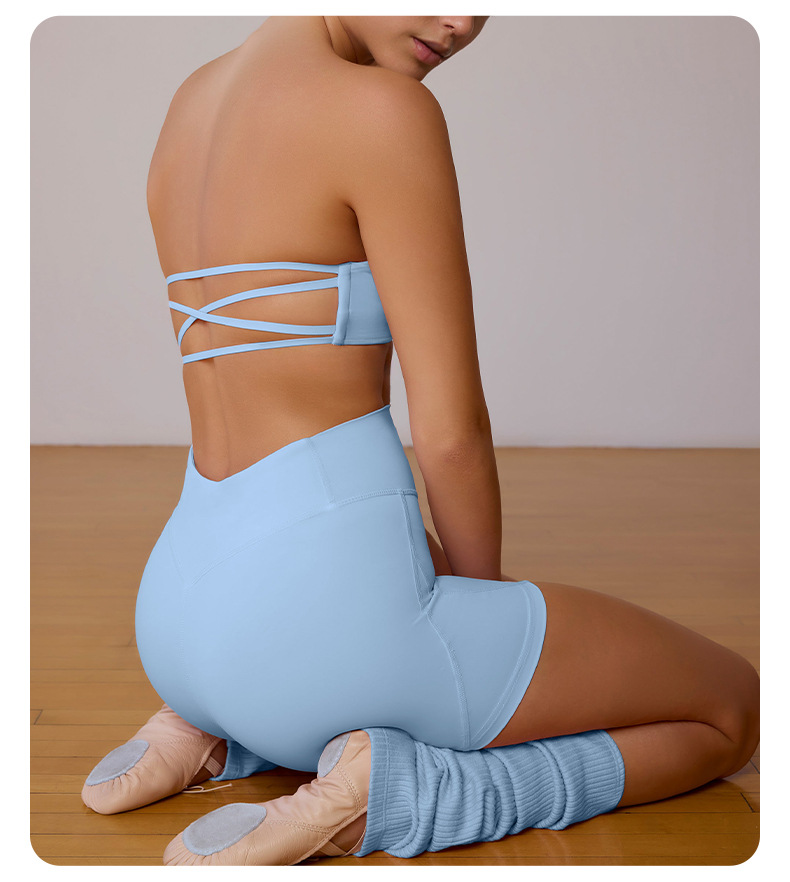Nude-feeling Strappy Open-Back Sports Bra for Women's Yoga and Fitness SKL-QY-B4029