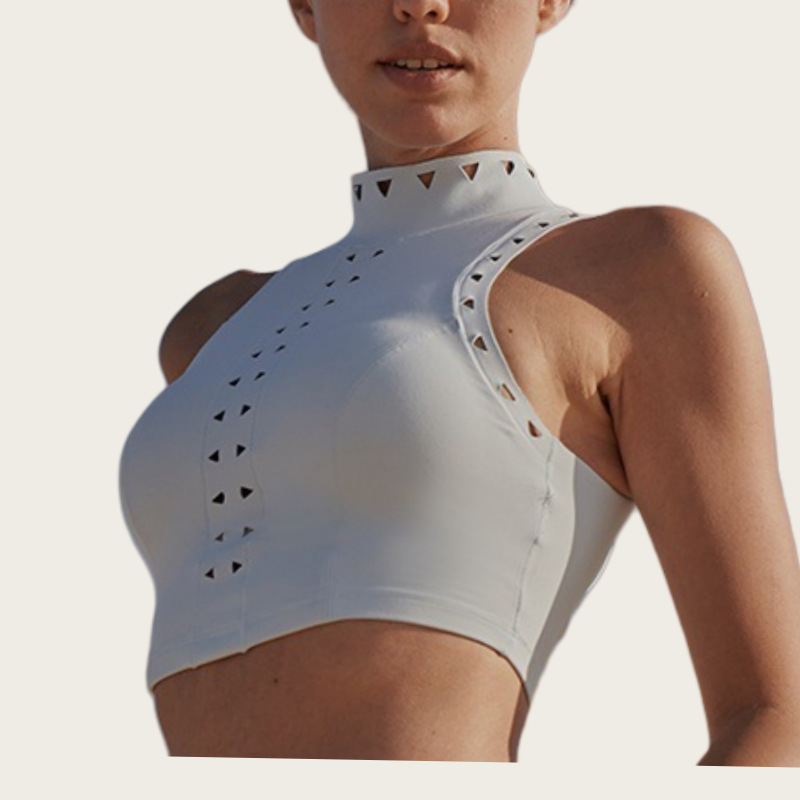 Racerback Cutout Yoga Tank Top with High Neck Hollow-Out Design SKL-FNK202366