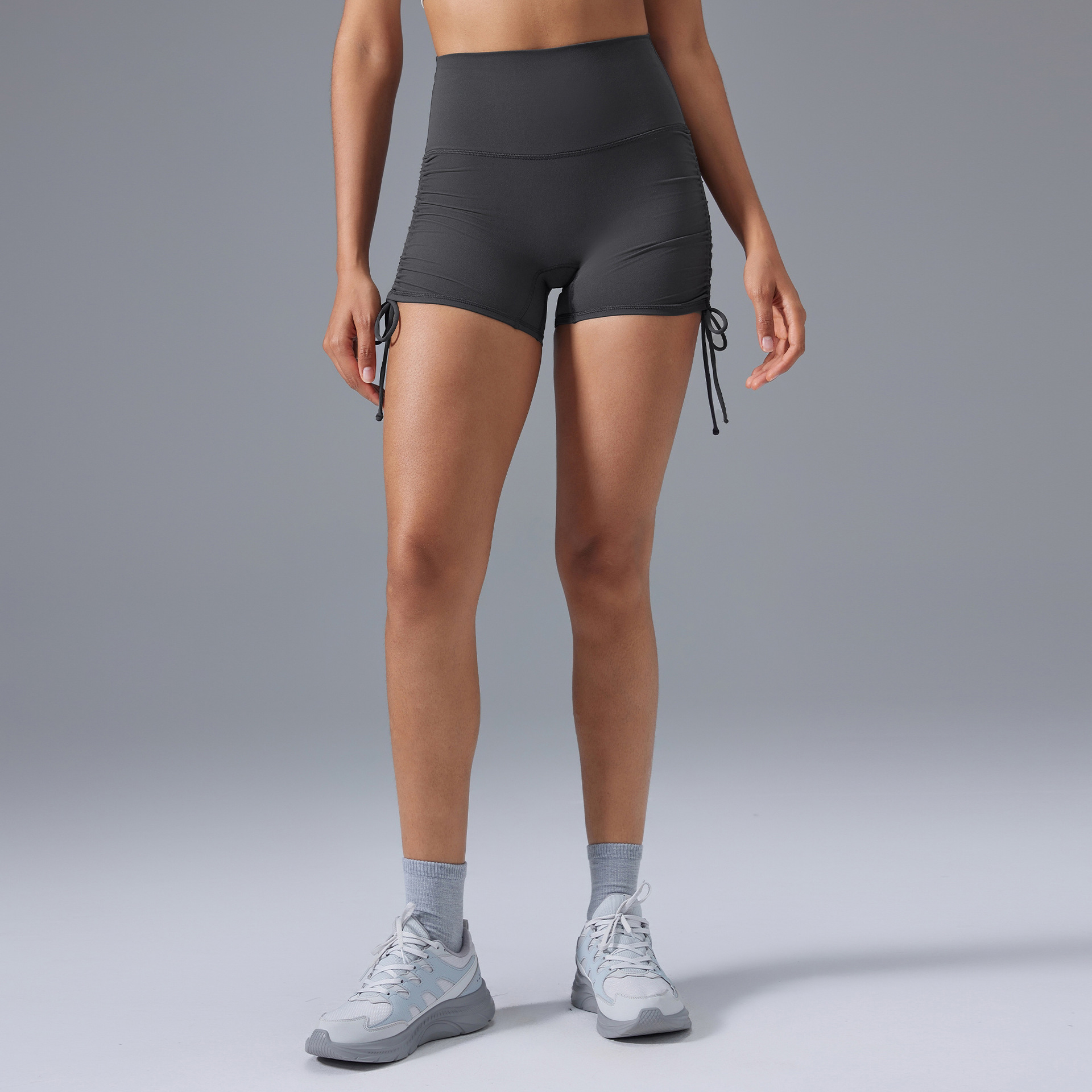 Soft Material Solid Color Yoga Shorts D25109