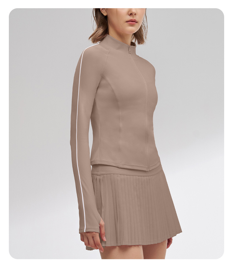 Slim-Fit Women's Long-Sleeve Zip-Up Breathable Jacket SKL-QY-T4875