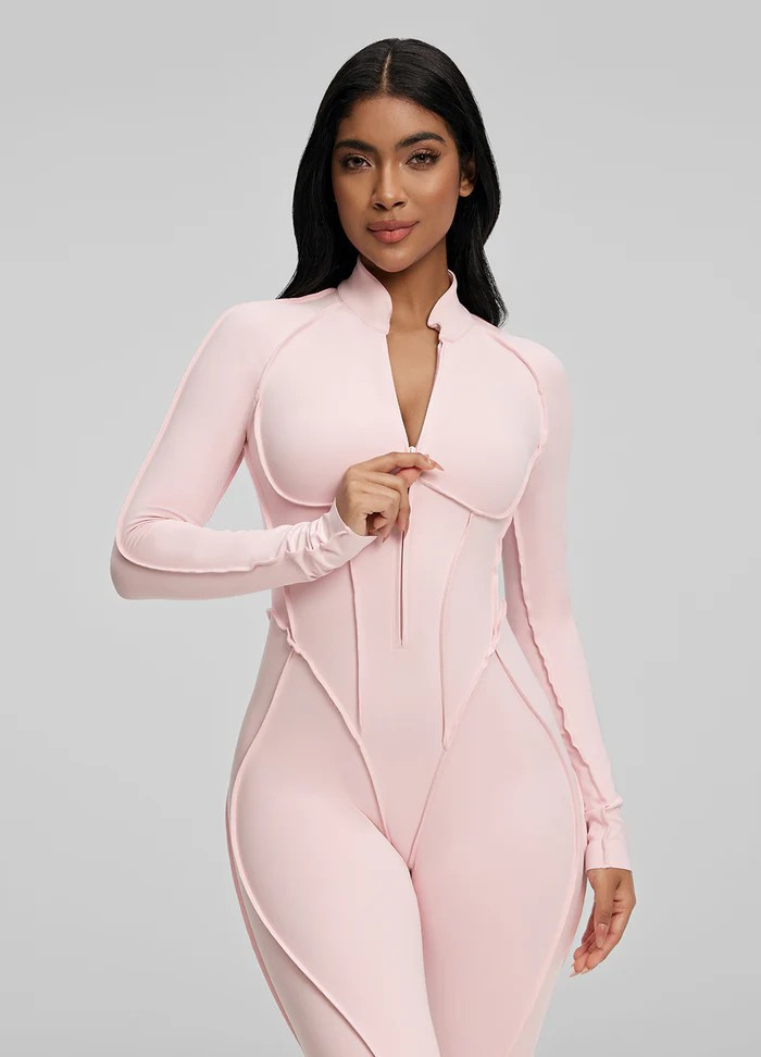Comfortable Slim Fit Open-Back Long Length Yoga Jumpsuit with Built-in Bra SKL-FNK25122