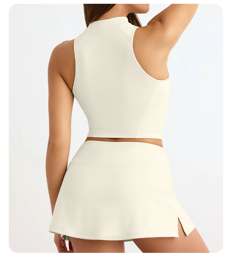 Quick-Dry Sleeveless Tank Top & A-Line Skirt Yoga Set for Fitness SKL-QY-T4810+K4533