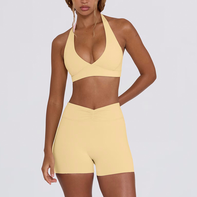 Tummy-Control Yoga Shorts & High-Support Sports Bra Running & Yoga Set SKL-QY-B6505+K6507