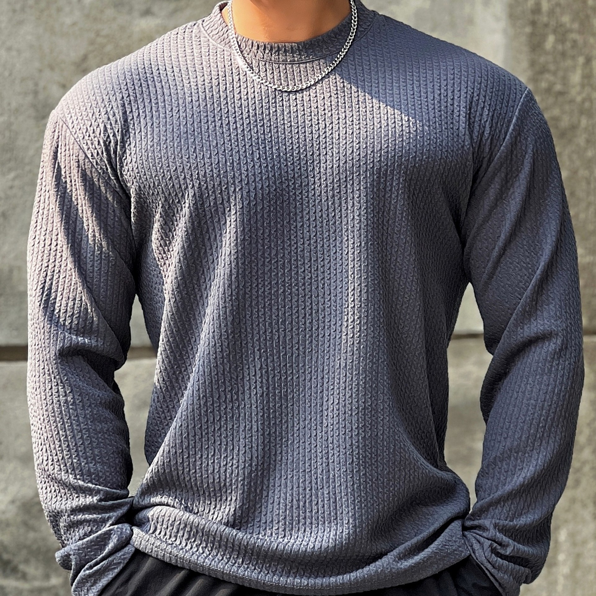 Men's Loose Fit Athletic Long Sleeve T-Shirt KZCX