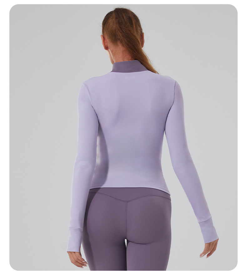 Long-Sleeve Stand Collar Zip-Up Yoga Jacket Set SKL-QY-T4882+QY22424