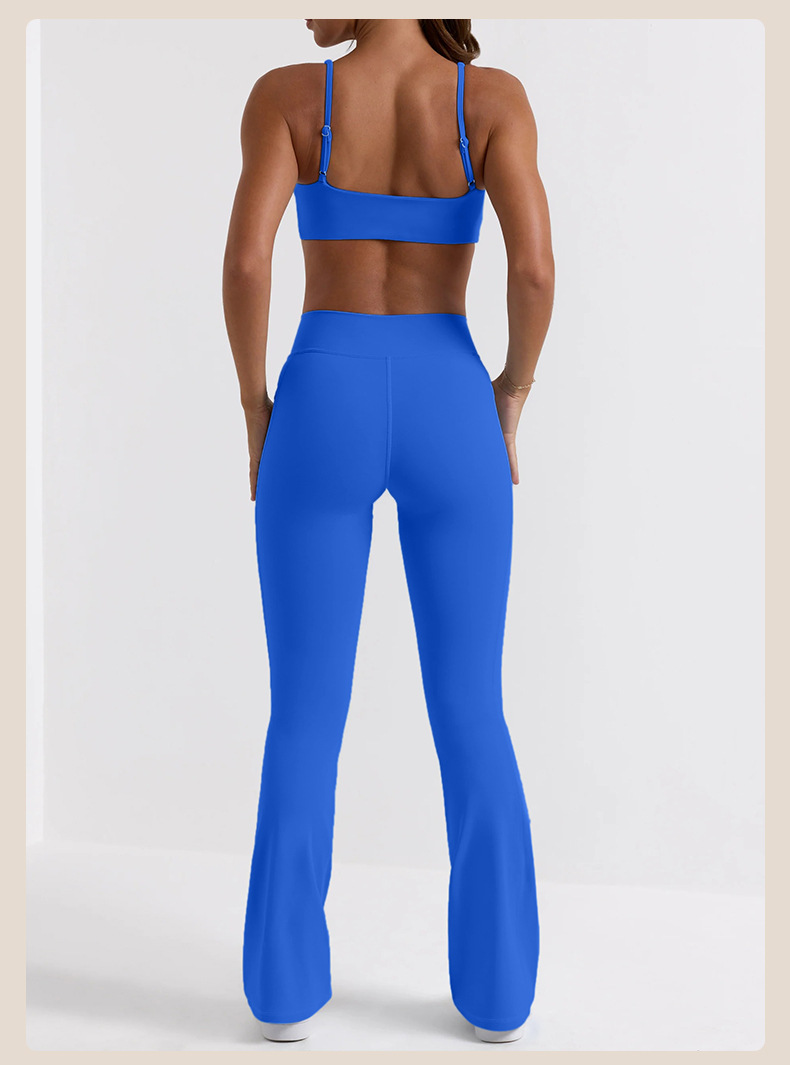 Strappy Sports Bra & High-Waisted Butt-Lifting Workout Leggings Naked-Sensation Solid Color Yoga Set SKL-QY-B3075+K3609