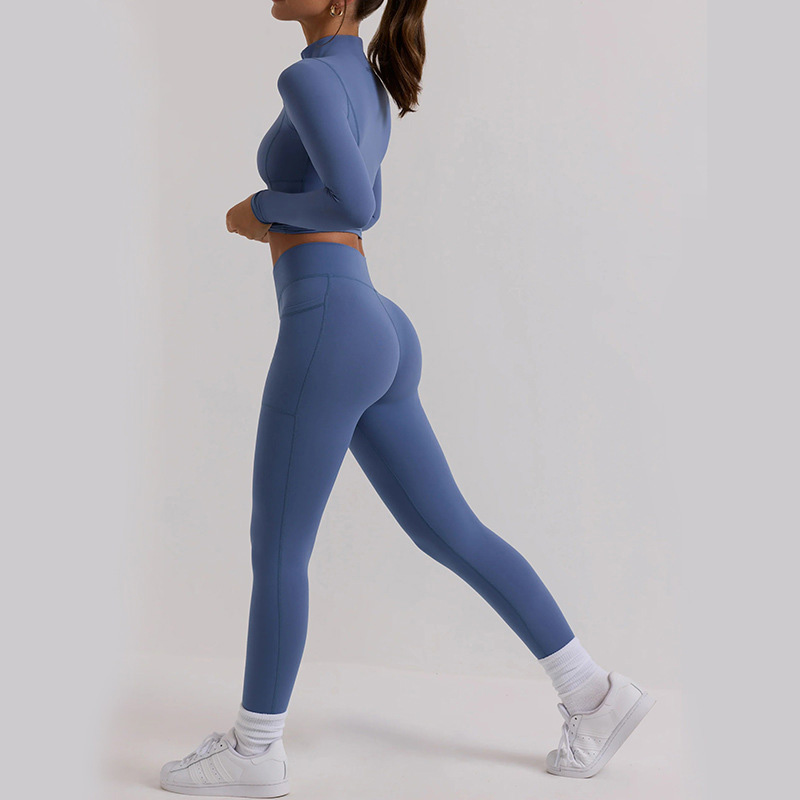 Long-Sleeve Top & High-Waisted Yoga Leggings Compression Set SKL-QY-T3831+K3504